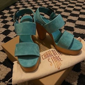 NWT Charlotte Stone Slingback Clog Heel in Aqua